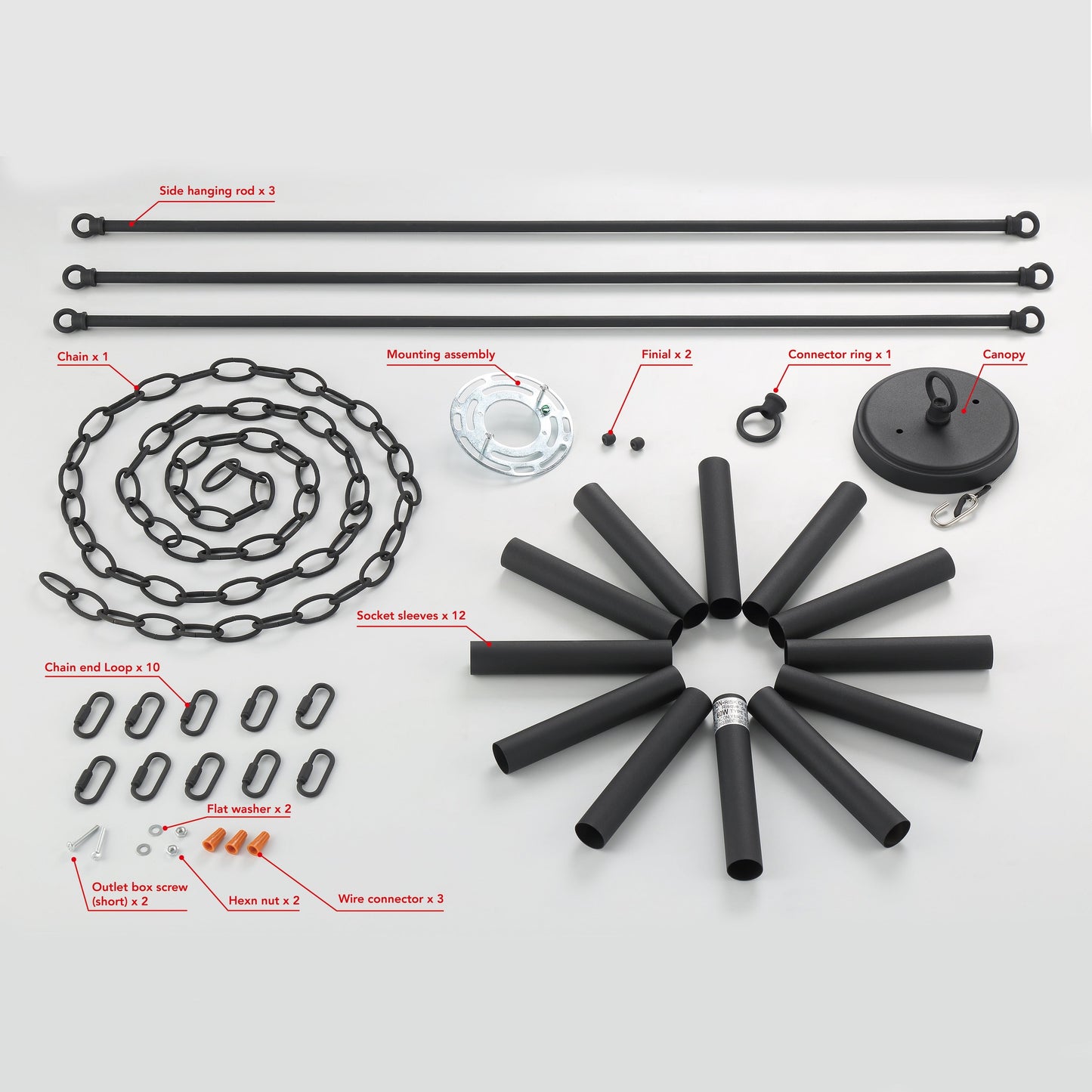 Lampadario a ruota di carro Acroma Farmhouse da 12 luci, 40 pollici, con UL - 40'' P x 138'' H