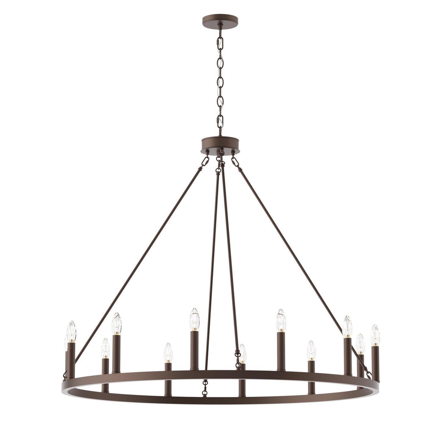 Lampadario a ruota di carro Acroma Farmhouse da 12 luci, 40 pollici, con UL - 40'' P x 138'' H