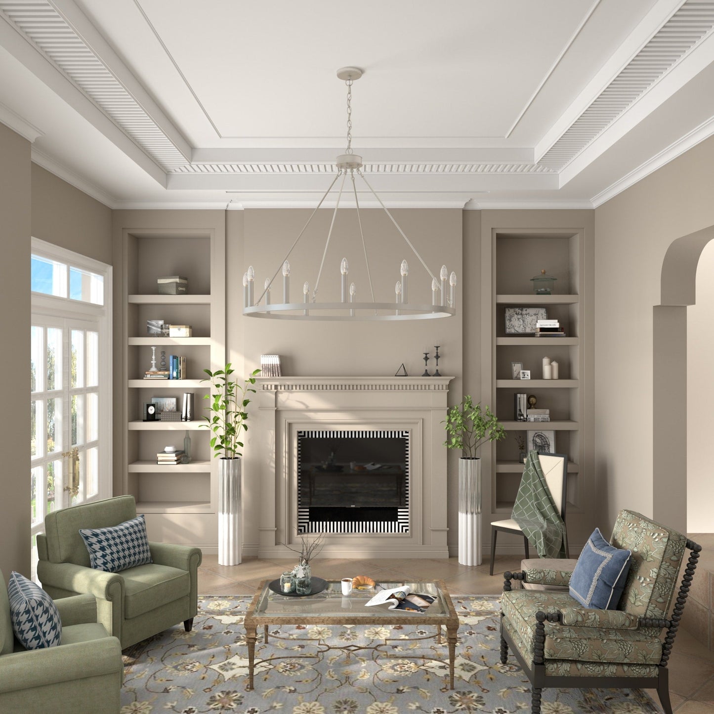 Lampadario a ruota di carro Acroma Farmhouse da 12 luci, 40 pollici, con UL - 40'' P x 138'' H