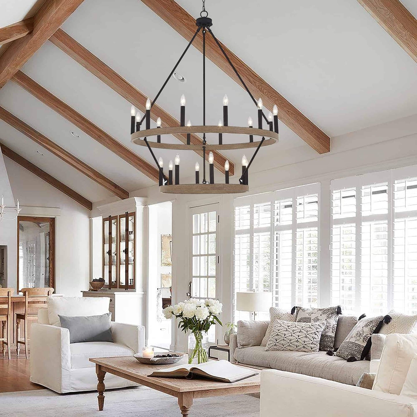Lampadario Acroma da 20 luci moderno stile fattoria da 40 pollici a forma di ruota di carro con UL
