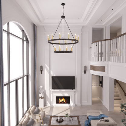 Lampadario Acroma da 20 luci moderno stile fattoria da 40 pollici a forma di ruota di carro con UL