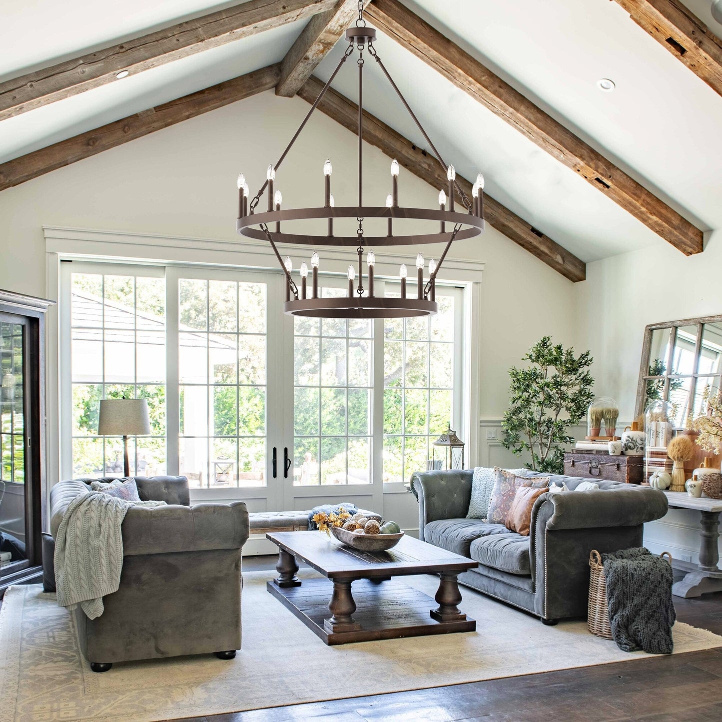 Lampadario Acroma da 20 luci moderno stile fattoria da 40 pollici a forma di ruota di carro con UL