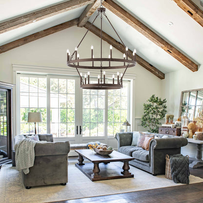 Lampadario Acroma da 20 luci moderno stile fattoria da 40 pollici a forma di ruota di carro con UL