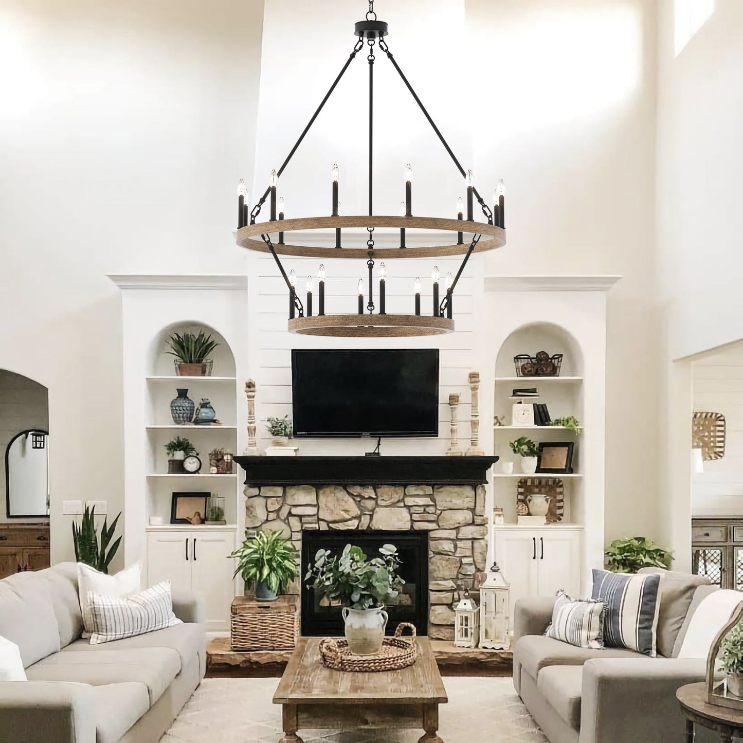 Lampadario Acroma da 20 luci moderno stile fattoria da 40 pollici a forma di ruota di carro con UL