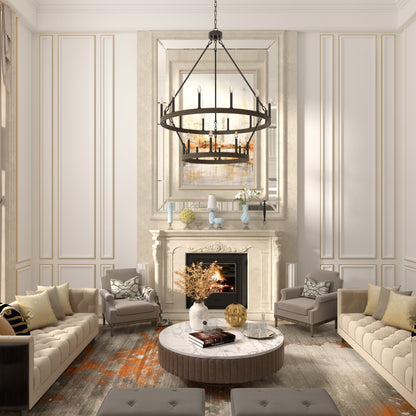 Lampadario Acroma da 20 luci moderno stile fattoria da 40 pollici a forma di ruota di carro con UL