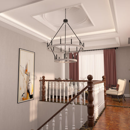 Lampadario Acroma da 20 luci moderno stile fattoria da 40 pollici a forma di ruota di carro con UL