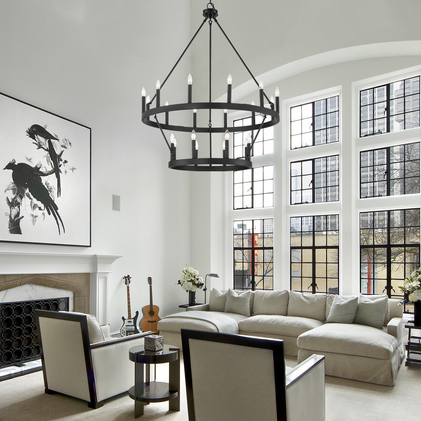 Lampadario Acroma da 20 luci moderno stile fattoria da 40 pollici a forma di ruota di carro con UL