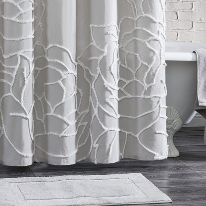 Tenda da doccia con motivo floreale trapuntato in ciniglia Adalee Rose