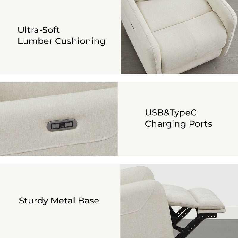 Poltrona reclinabile girevole elettrica Adalyn con cuscino lombare