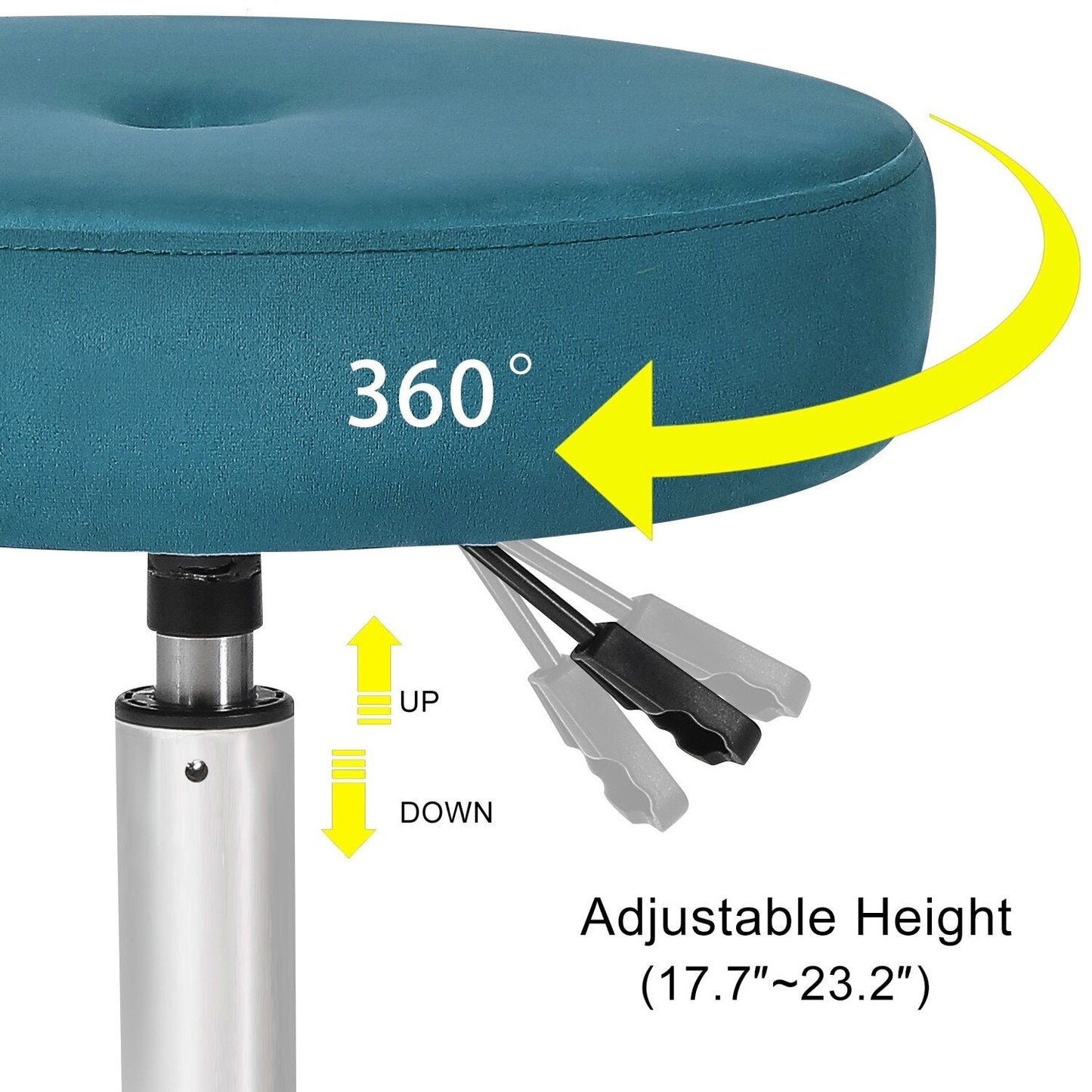 Sgabello da toeletta girevole rotondo in velluto regolabile Adeco, sedia da trucco