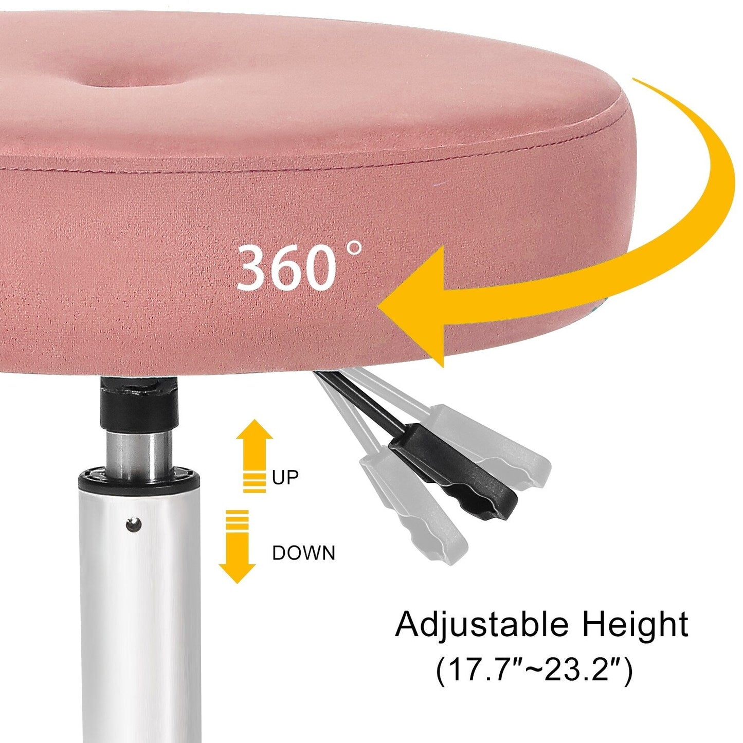 Sgabello da toeletta girevole rotondo in velluto regolabile Adeco, sedia da trucco