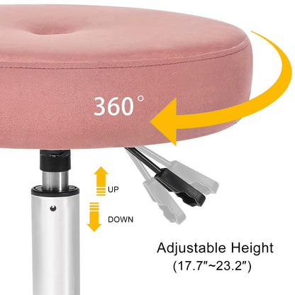 Sgabello da toeletta girevole rotondo in velluto regolabile Adeco, sedia da trucco