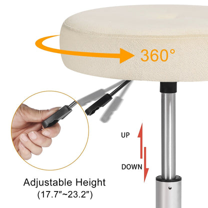 Sgabello da toeletta girevole rotondo in velluto regolabile Adeco, sedia da trucco