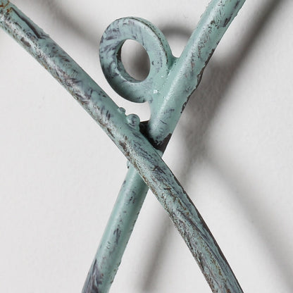 Decorazione murale decorativa in ferro blu anticato Adeco con banco di pesci