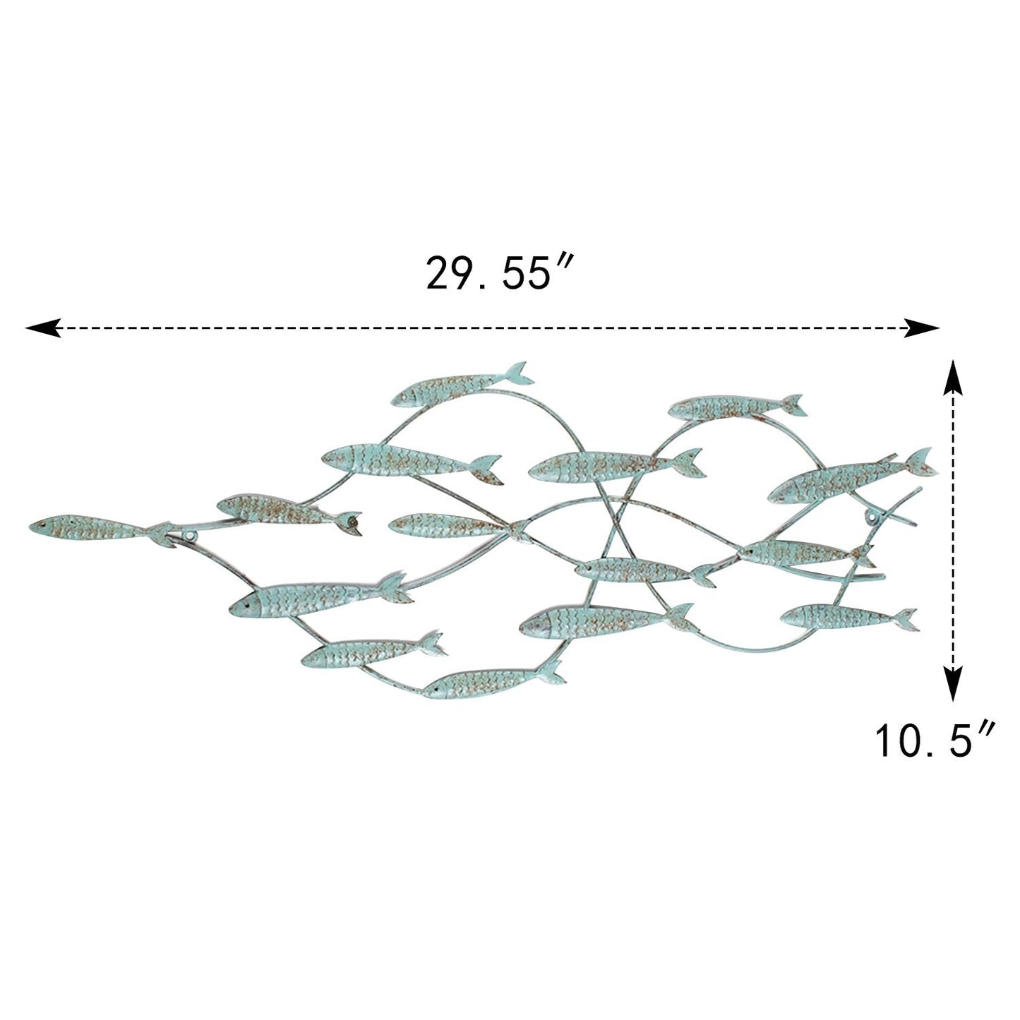 Decorazione murale decorativa in ferro blu anticato Adeco con banco di pesci