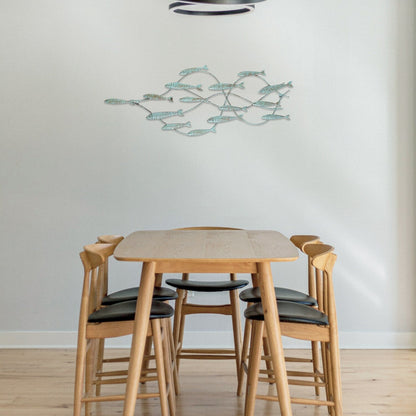 Decorazione murale decorativa in ferro blu anticato Adeco con banco di pesci