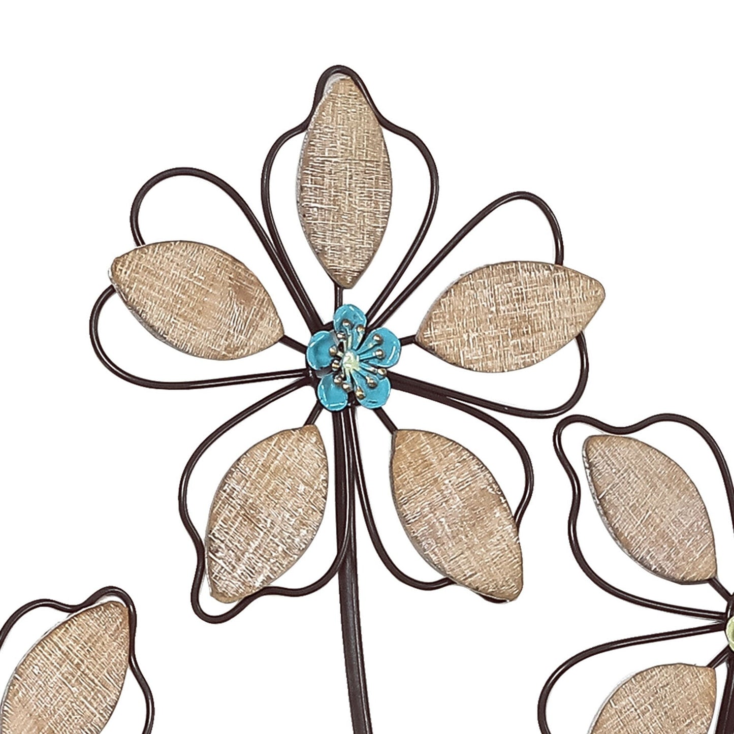 Decorazione da parete in metallo Adeco, sculture da appendere alla parete con 5 fiori