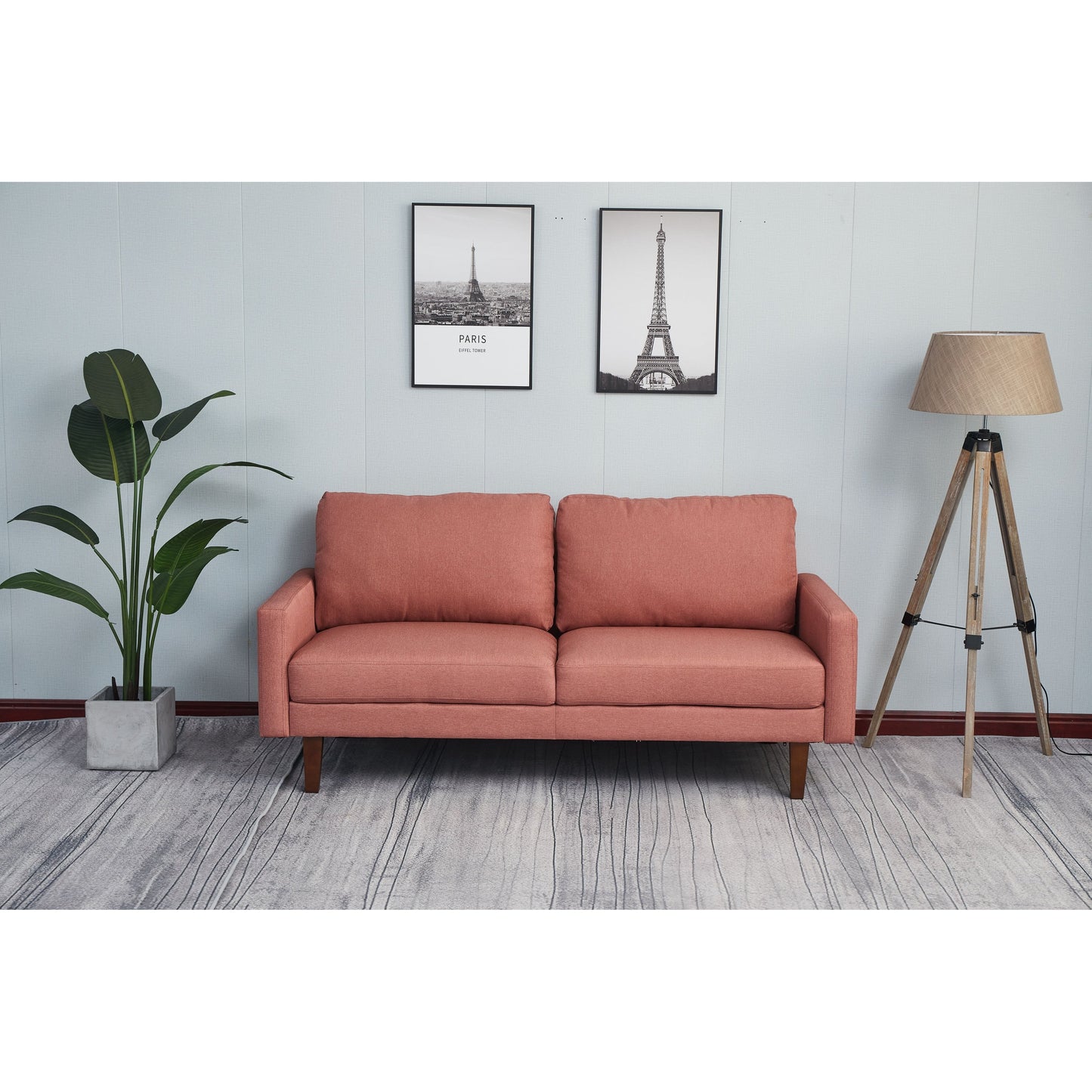 Divano Adelaide da 70'' con braccioli quadrati in lino