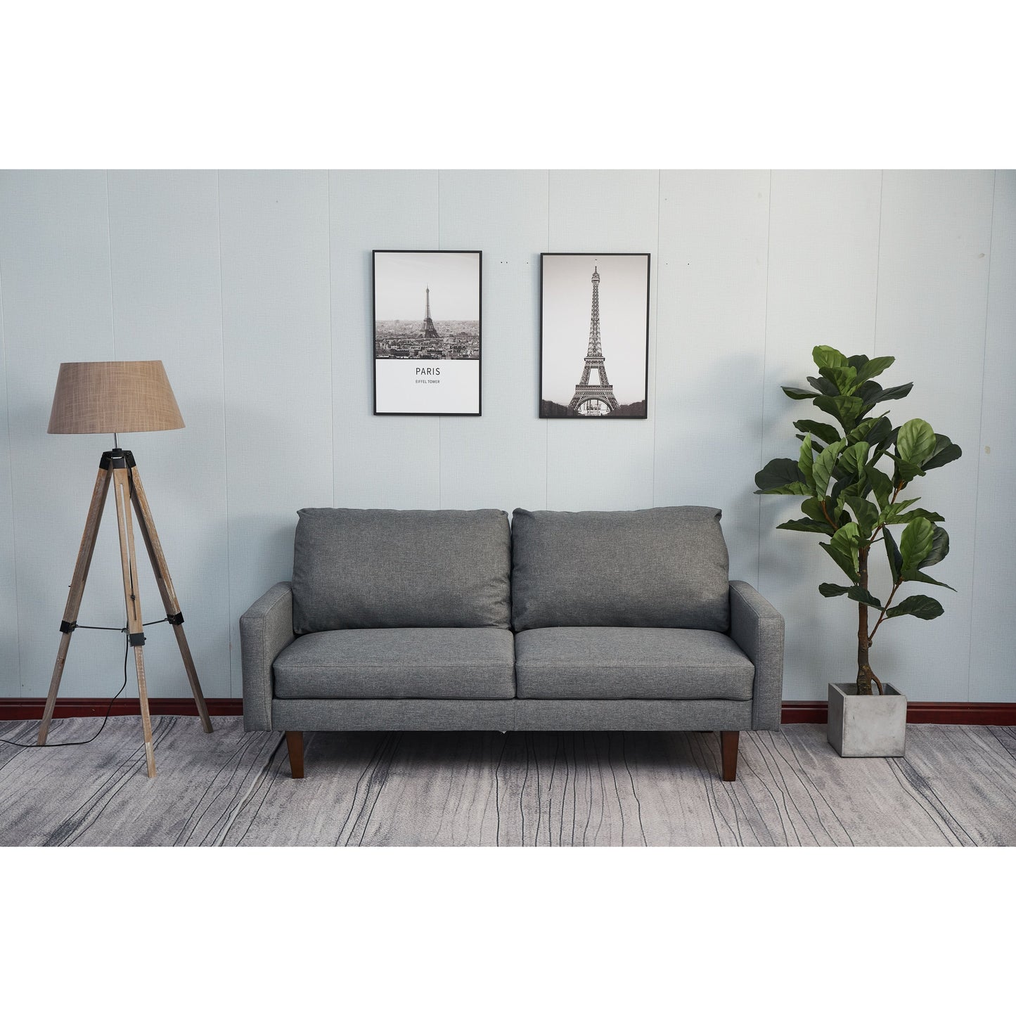 Divano Adelaide da 70'' con braccioli quadrati in lino