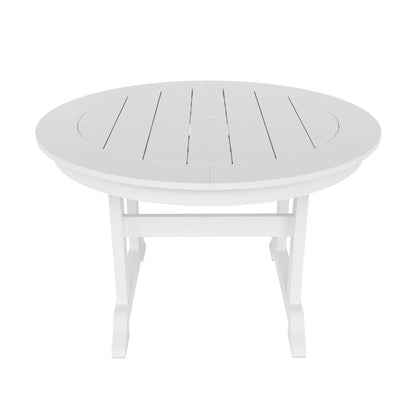 Set di sedie da pranzo rotonde Adirondack per esterni e patio Polytrends Laguna in HDPE, adatte a tutte le stagioni (set da 5 pezzi)