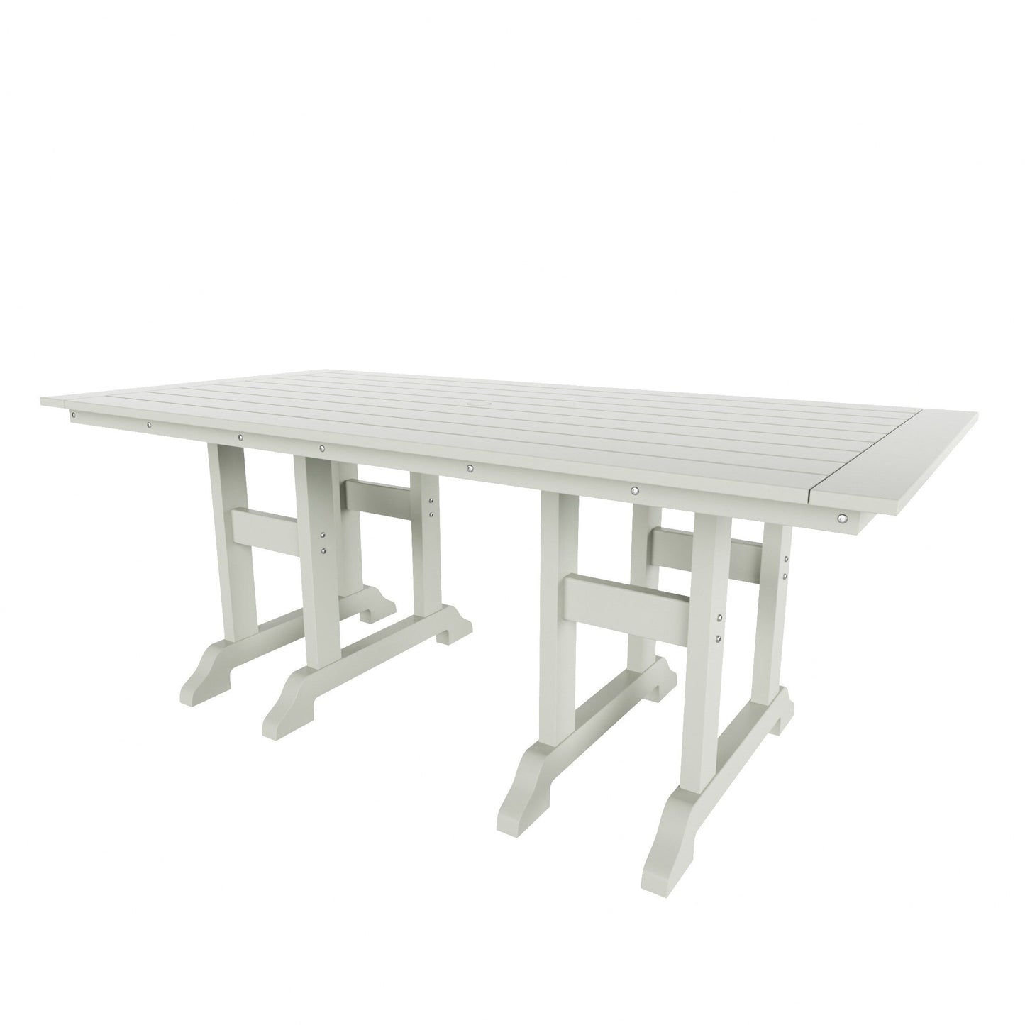 Set da pranzo per esterni Polytrends Laguna HDPE per tutte le stagioni con tavolo rettangolare, poltrone e panca (set da 6 pezzi)