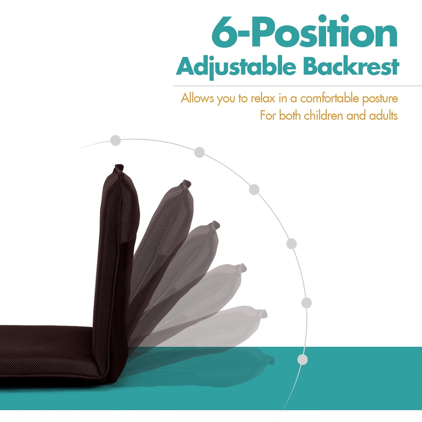 Sedia da pavimento regolabile in rete, divano da pavimento, 6 posizioni