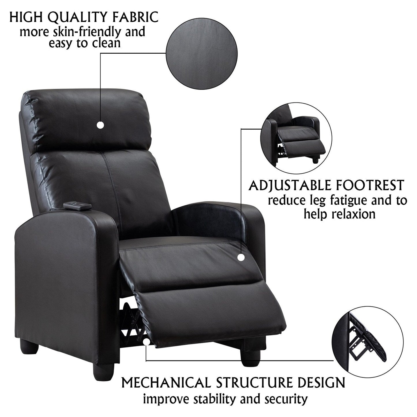 Poltrone reclinabili regolabili a spinta per il soggiorno