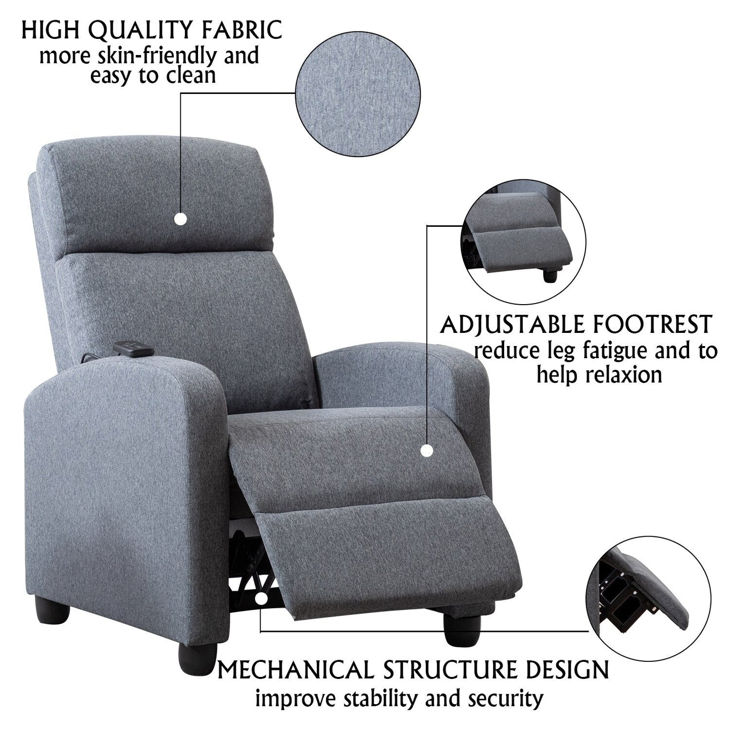 Poltrone reclinabili regolabili a spinta per il soggiorno