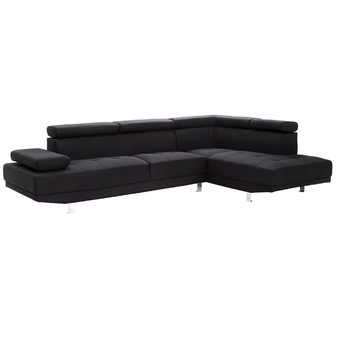 Divano componibile a L regolabile in twill - 109 - Nero