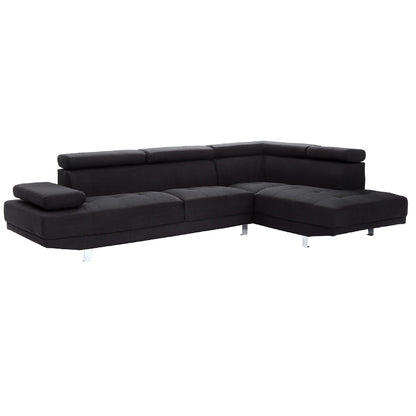 Divano componibile a L regolabile in twill - 109 - Nero