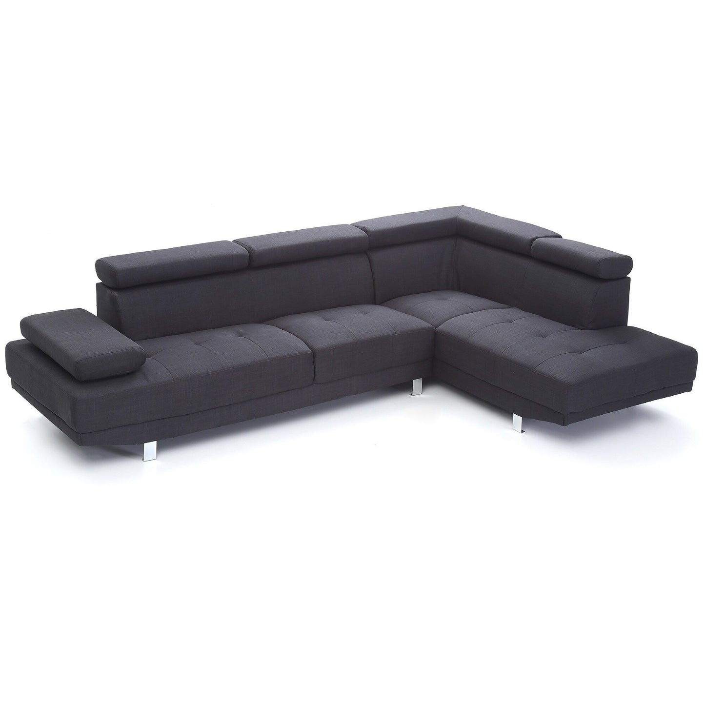 Divano componibile a L regolabile in twill - 109 - Nero