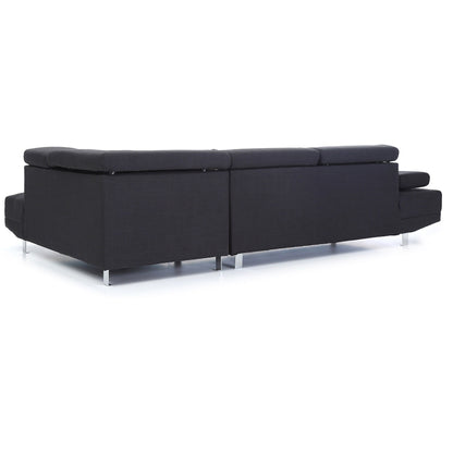 Divano componibile a L regolabile in twill - 109 - Nero