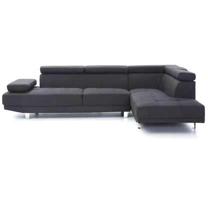 Divano componibile a L regolabile in twill - 109 - Nero