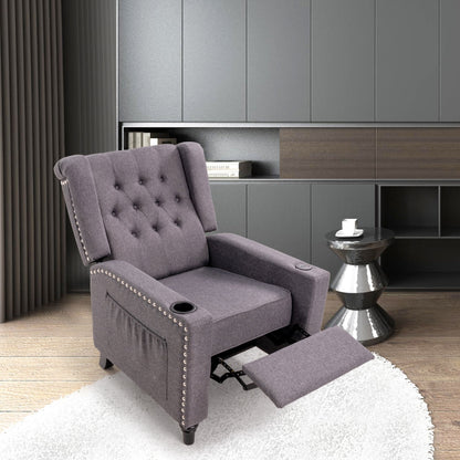 Poltrona reclinabile con schienale ad ala regolabile, poltrona con testa di chiodo, poltrona imbottita grande