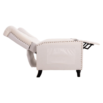 Poltrona reclinabile con schienale ad ala regolabile, poltrona con testa di chiodo, poltrona imbottita grande