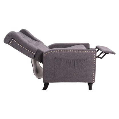 Poltrona reclinabile con schienale ad ala regolabile, poltrona con testa di chiodo, poltrona imbottita grande