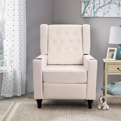 Poltrona reclinabile con schienale ad ala regolabile, poltrona con testa di chiodo, poltrona imbottita grande