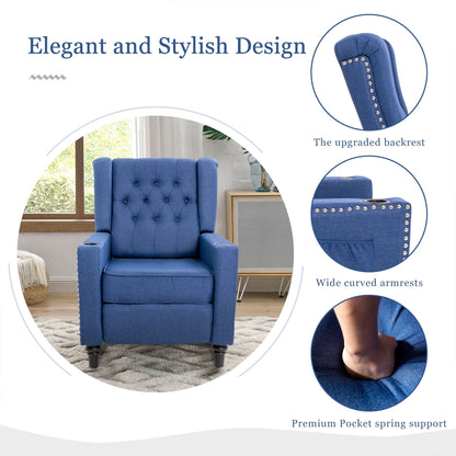 Poltrona reclinabile con schienale ad ala regolabile, poltrona con testa di chiodo, poltrona imbottita grande