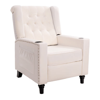 Poltrona reclinabile con schienale ad ala regolabile, poltrona con testa di chiodo, poltrona imbottita grande