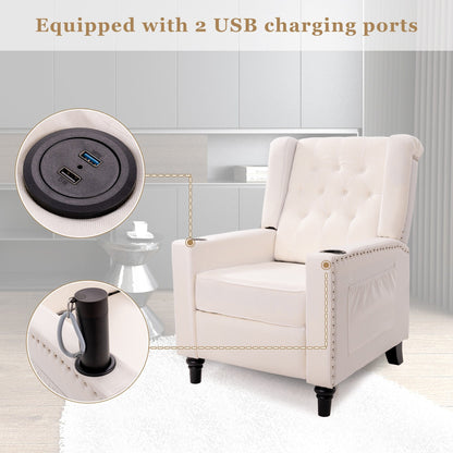 Poltrona reclinabile con schienale ad ala regolabile, poltrona con testa di chiodo, poltrona imbottita grande