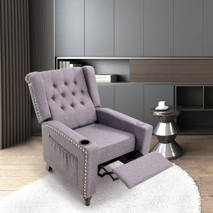 Poltrona reclinabile con schienale ad ala regolabile, poltrona con testa di chiodo, poltrona imbottita grande