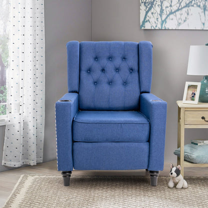 Poltrona reclinabile con schienale ad ala regolabile, poltrona con testa di chiodo, poltrona imbottita grande