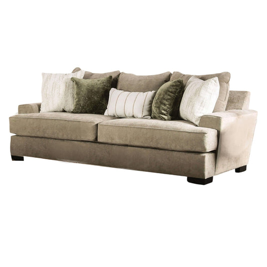 Divano Adow con 4 cuscini decorativi, 1 supporto lombare, 101 pollici, verde, avorio