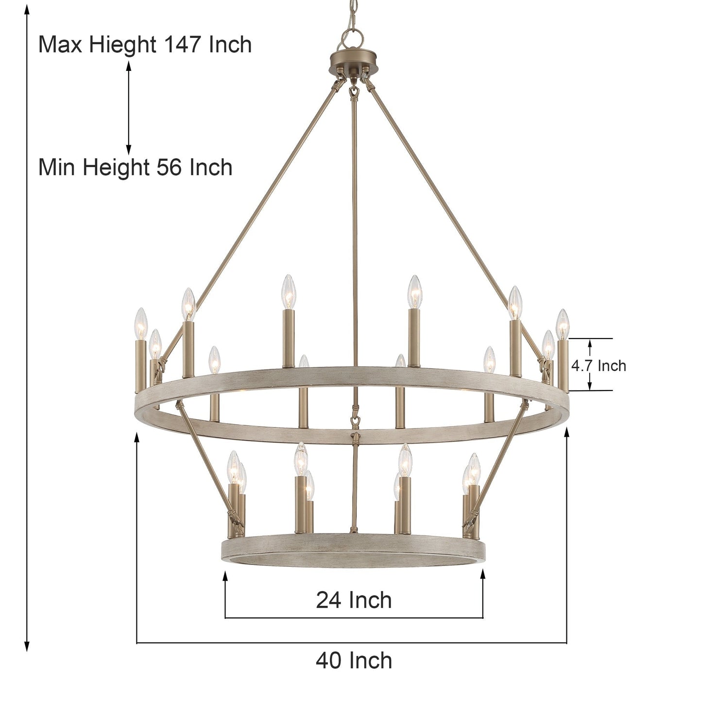 Lampadario Acroma da 20 luci moderno stile fattoria da 40 pollici a forma di ruota di carro con UL
