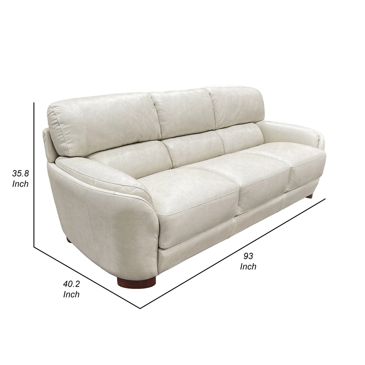 Divano Aera da 93 pollici, in morbida pelle italiana trapuntata grigio ghiaccio