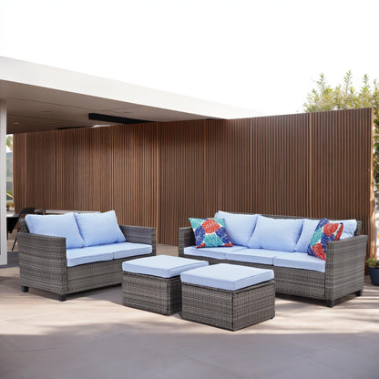 Set di divani da esterno Ainfox, divano componibile in vimini, mobili da giardino, divano in rattan