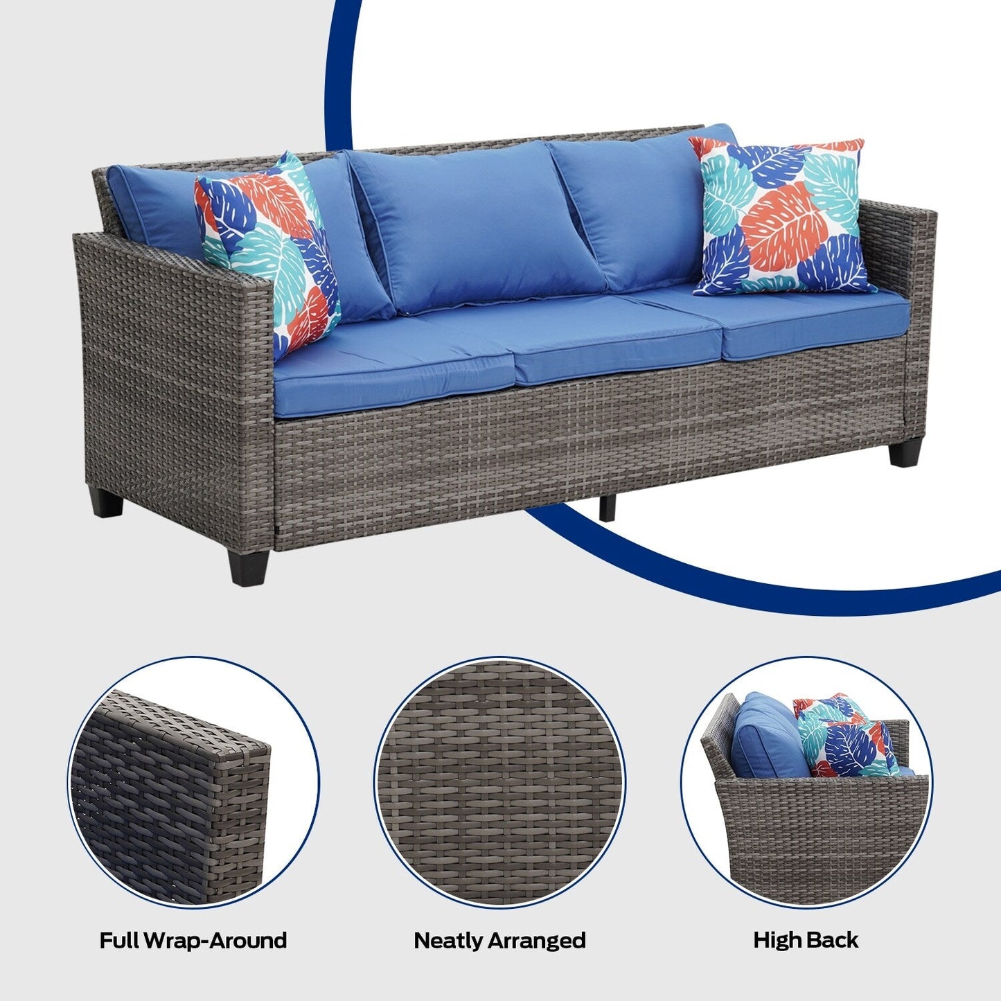 Set di divani da esterno Ainfox, divano componibile in vimini, mobili da giardino, divano in rattan