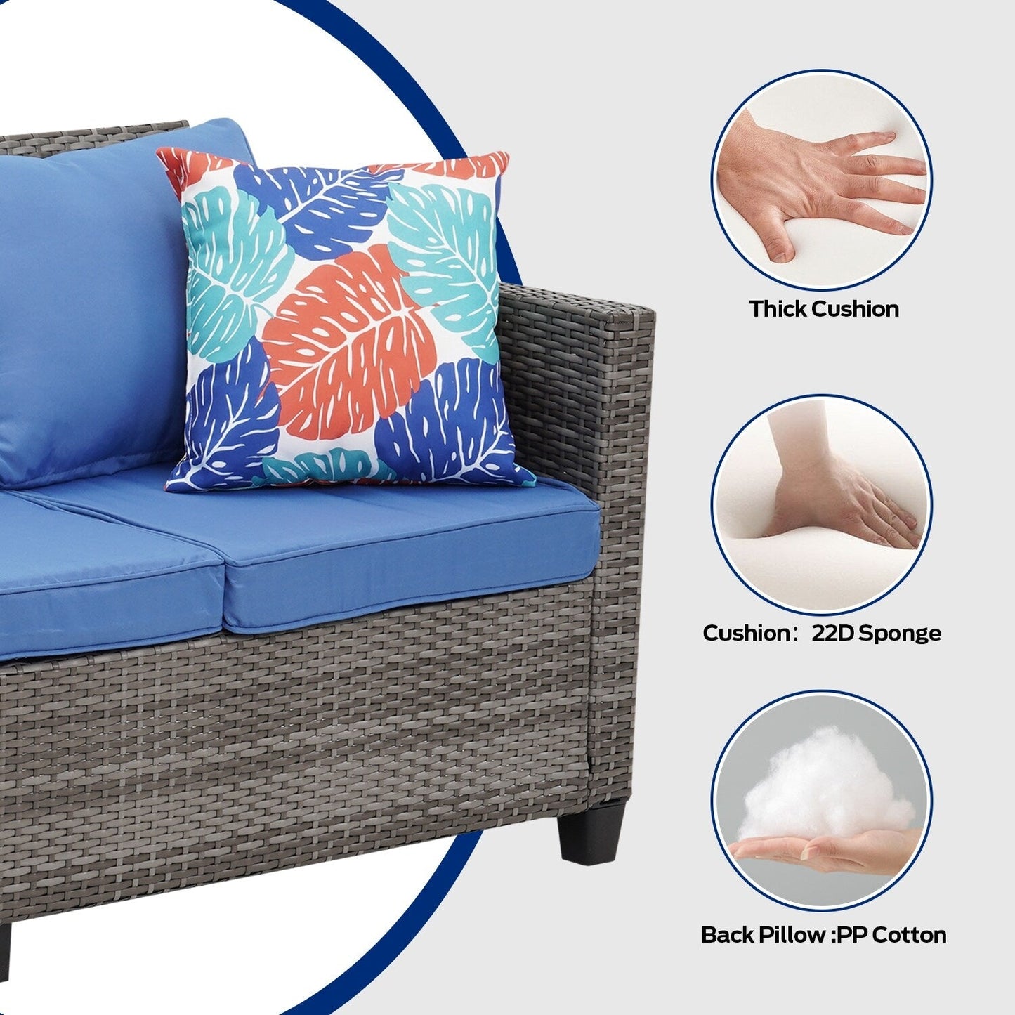 Set di divani da esterno Ainfox, divano componibile in vimini, mobili da giardino, divano in rattan