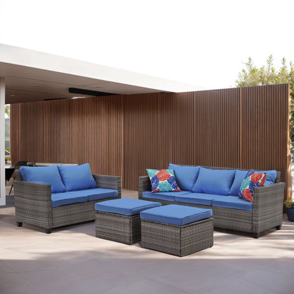 Set di divani da esterno Ainfox, divano componibile in vimini, mobili da giardino, divano in rattan