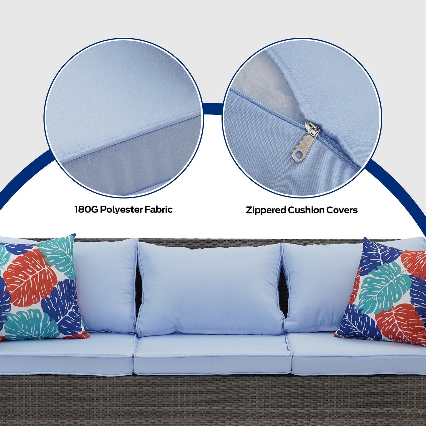 Set di divani da esterno Ainfox, divano componibile in vimini, mobili da giardino, divano in rattan